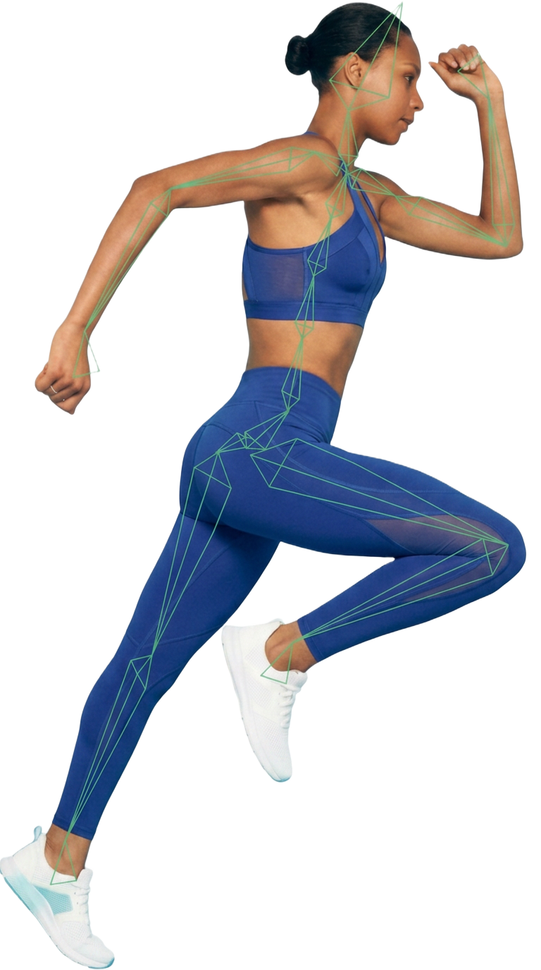 Athlete captured in 3D DARI markerless motion analysis